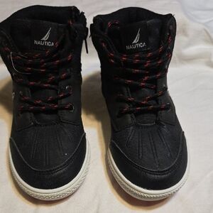Nautica Black and Red High-Top Sneakers